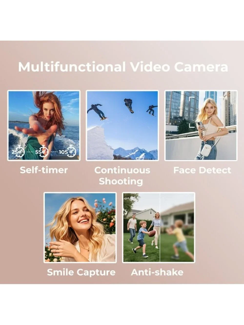 2.7K Video Camera with 48MP, Flip Screen, 18X Zoom, Anti-Shake, 32GB Card